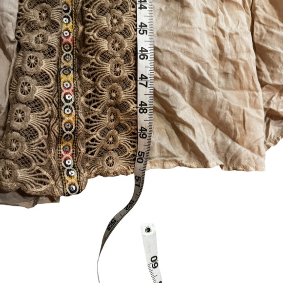 NWOT Free People Embroidered Floral Sequence Maxi Boho Dress Cream Tan White 0 - Picture 12 of 12